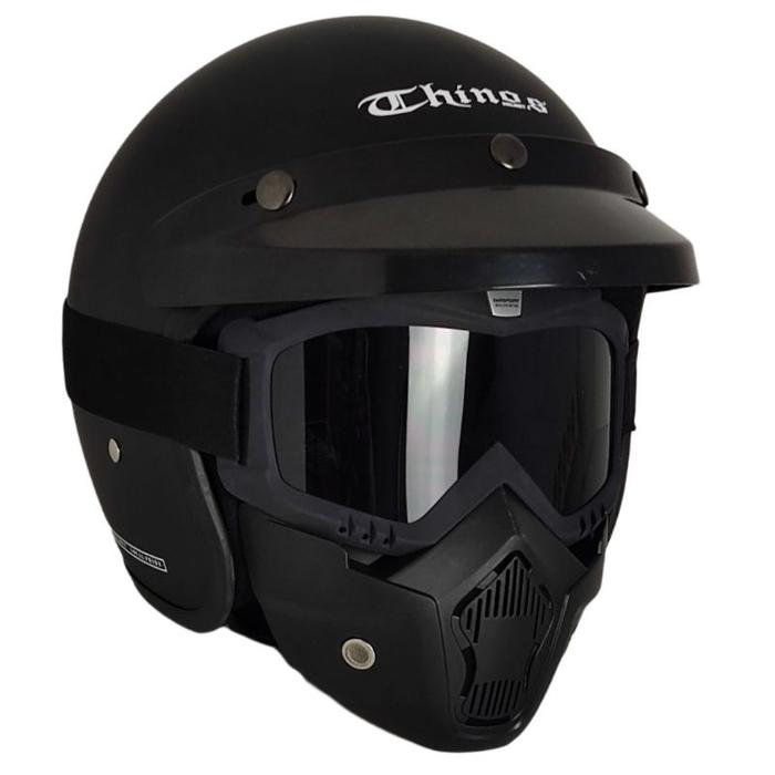 Gambar Helm Bogo Cowok Keren Helm Full Face Motor Cross - TNS  Hitam DOFF, GoogleMask ( SM dari underated undefined Tokopedia