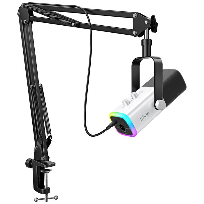 Jual Fifine Usb/Xlr Gaming Microphone Kit With Headphone Jack/Rgb