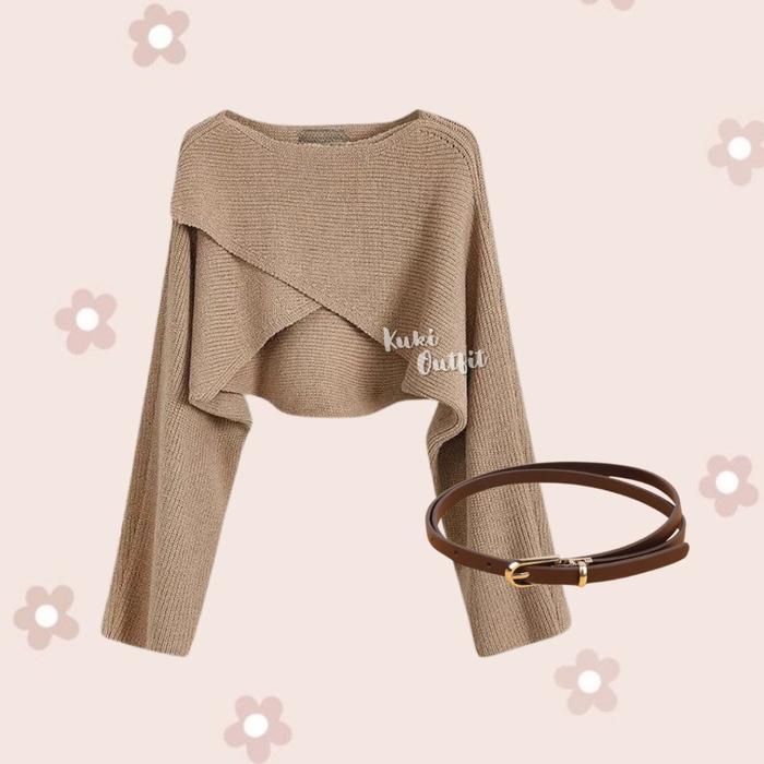 Gambar KUKI OUTFIT - Oneset Dress (Atasan Rajut, Dress Ruffle, Belt) OOTD Outfit Korean Style - KK199 Setelan Murah Wanita Terbaru Kekinian Trendy - atasan belt dari KUKI OUTFIT'S undefined Tokopedia