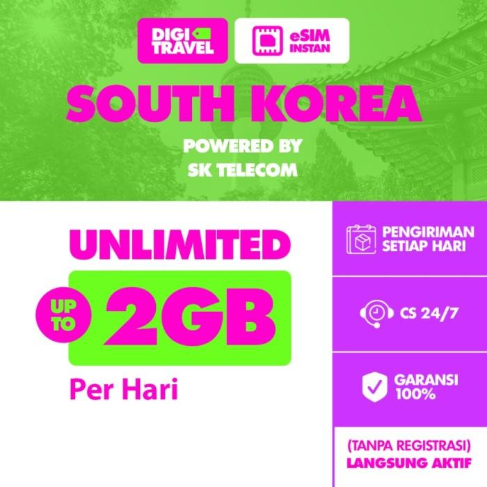 Gambar eSIM Travel Korea Unlimited | eSIM South Korea Unlimited | DIGITRAVEL eSIM Korea - 2GB/day, 5 Hari dari DIGITRAVEL Bandung undefined Tokopedia
