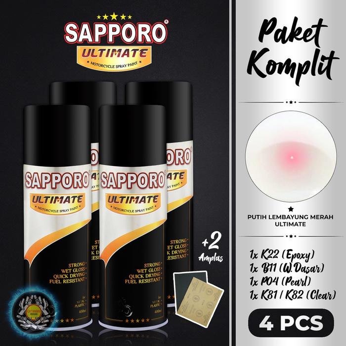 Gambar PAKET PUTIH LEMBAYUNG MERAH MUTIARA SAPPORO ULTIMATE P04 PEARL RED CAT SEMPROT 400 ML GRADASI MERAH TRANSPARAN P 04 PEARL SERIES PYLOX PILOKS PILOX PILOK SAPORO DITON PREMIUM SAMURAI SHOGUN MEDAN BINJAI SUMATERA dari VNT Stores 77 undefined Tokopedia