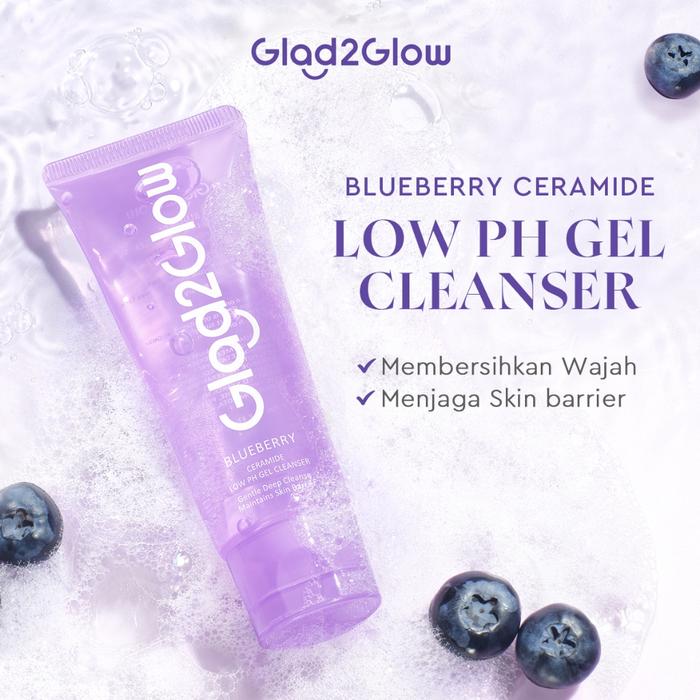 Gambar Glad2Glow Blueberry Ceramide Low pH Gel Cleanser sabun cuci muka facial wash Acne Prone Skin Friendly Facial Wash Acnes Face Wash Sabun Cuci Muka Acner Glowing Barrier Anti-Aging Exfoliating Brightening Whitening Blackhead Removal CalmingPeeling - 1pc dari Glad2Glow Official Store undefined Tokopedia