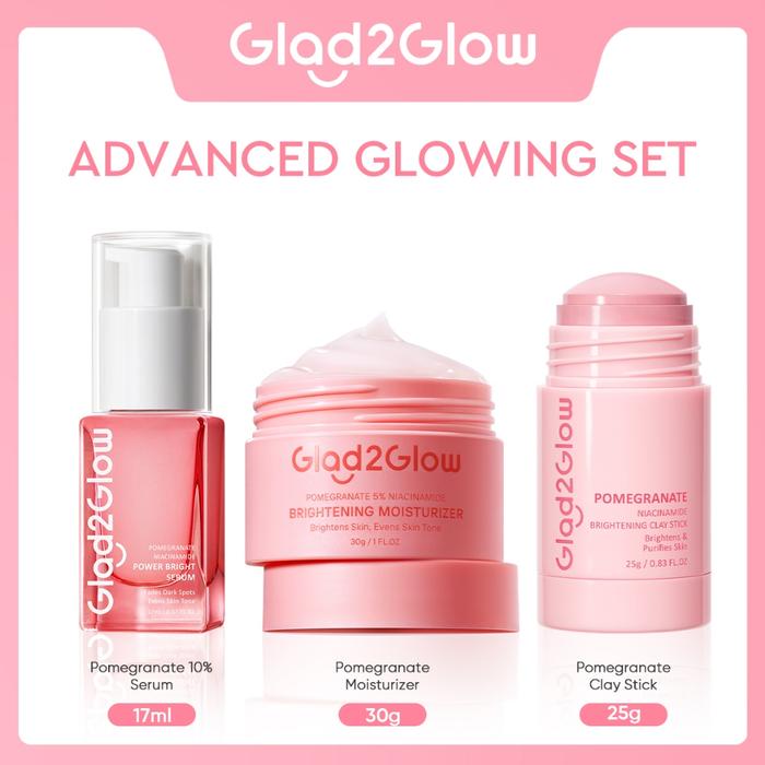 Gambar 【SALE】Glad2Glow Pomegranate Niacinamide Brightening Clay Stick Wajah Face Cleansing Stick Salicylic Acid Anti Pores&Acne Jerawat PenghilangKomedo Masker 25g | Centella Masker Mud Mask Facial Mask Wash Off Mask Mugwort Acne Menenangkan dan Membuat - 【Favorit】GLOWING SET dari Glad2Glow Official Store undefined Tokopedia