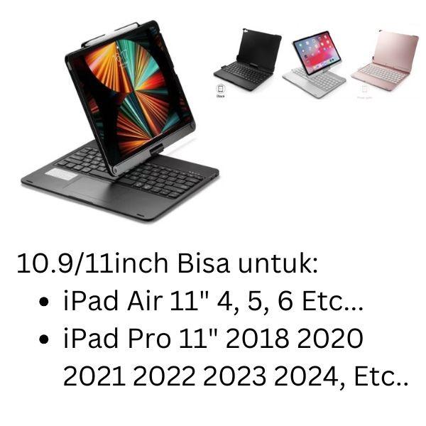 Gambar Case Rotate 360 Keyboard iPad 11 12.9 Wireless Keyboard Touchpad Slim - 10.9/11 inch, Hitam dari originalnew undefined Tokopedia