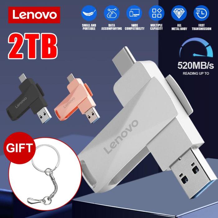 Lenovo Type C Usb Flash Drive Otg In Usb Stick 30 1tb 2tb Pen Drive  128gb Pendrive Memory Disk With Key Ring For Computer