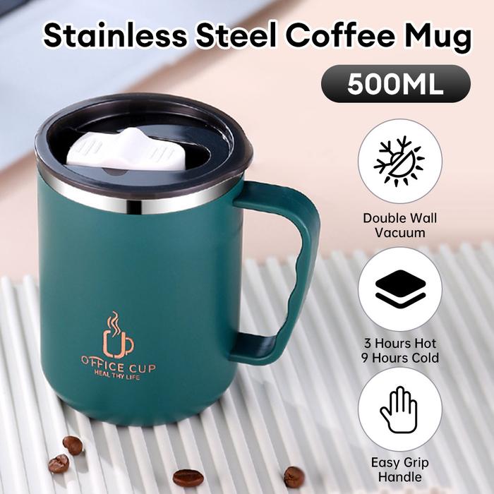 Jual 500ml Double Wall Vacuum Mug with Handle Stainless Steel