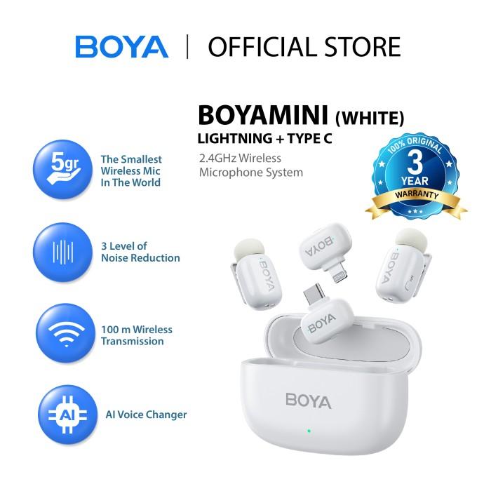 Gambar Termurah Boya Mini Mikrofon Klip Nirkabel 2.4Ghz Ultra-Mini Wireless Microphone Dengan Fitur Ai Pengubah Suara Port Lightning & Usb Tipe C Kompatibel Dengan Ponsel Pintar Siaran Langsung Vlog Grab/Gosend - White(IOS+USBC) dari Toko,Untung undefined Tokopedia