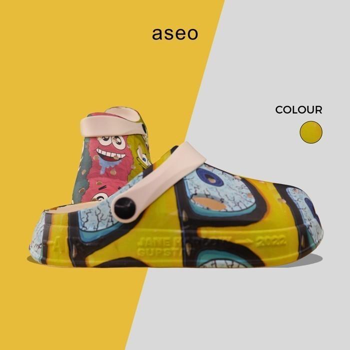 Gambar Aseo Sandal Wanita Baim Spongebob Terbaru Slip on H146 - Spongebob, 36/37 dari Aseo Official Shop undefined Tokopedia