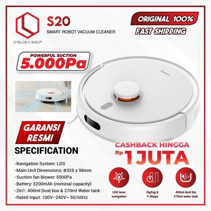 Gambar Xiaomi Mi S20 Robot Vacuum Cleaner And Mop 5000Pa LDS Navigation - Penyedot Debu - Garansi Resmi - S20 dari Oriloka Shop undefined Tokopedia