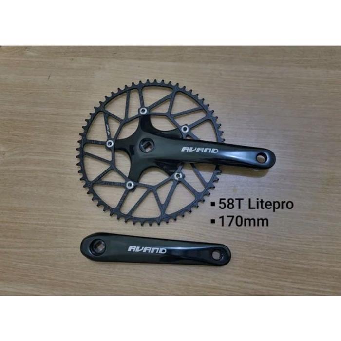 Jual Crank Single 58 T Chain ring litepro Arm Black Hitam