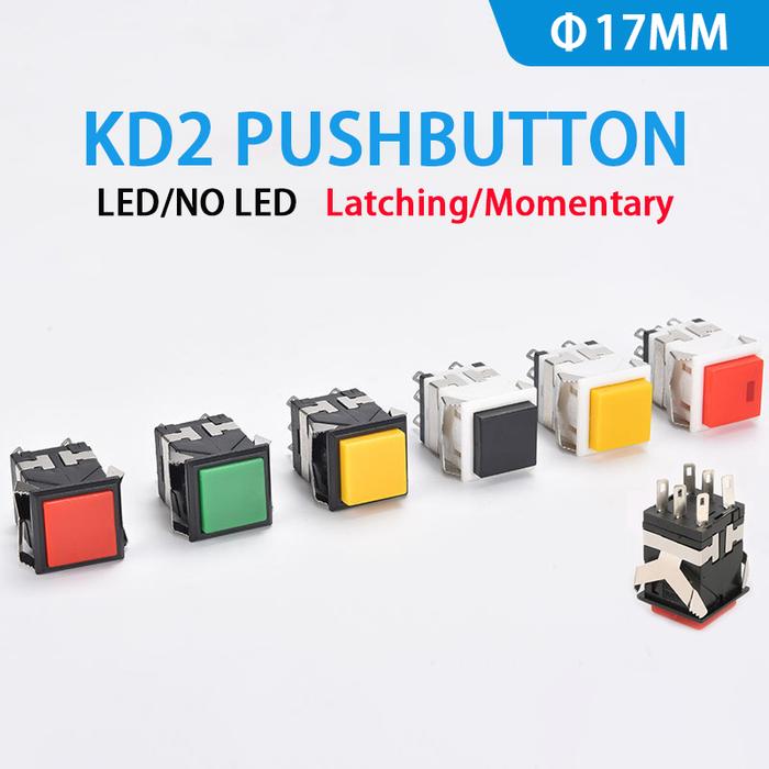 Jual IMPORT 10PCS Momentary Latching KD2-21 22 23 24 Square Push