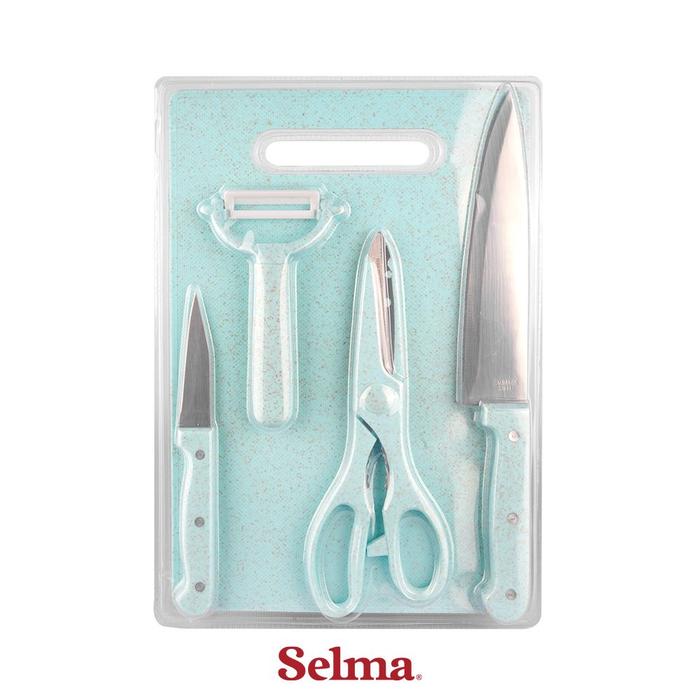 Gambar Selma Set 5 Pcs Leah Pisau Dapur Dengan Talenan -  Multifunctional Cooking Knife Alat Pemotong Serbaguna Piso Tajam Kitchen Tools Peralatan Masak - Hijau dari Selma Indonesia undefined Tokopedia