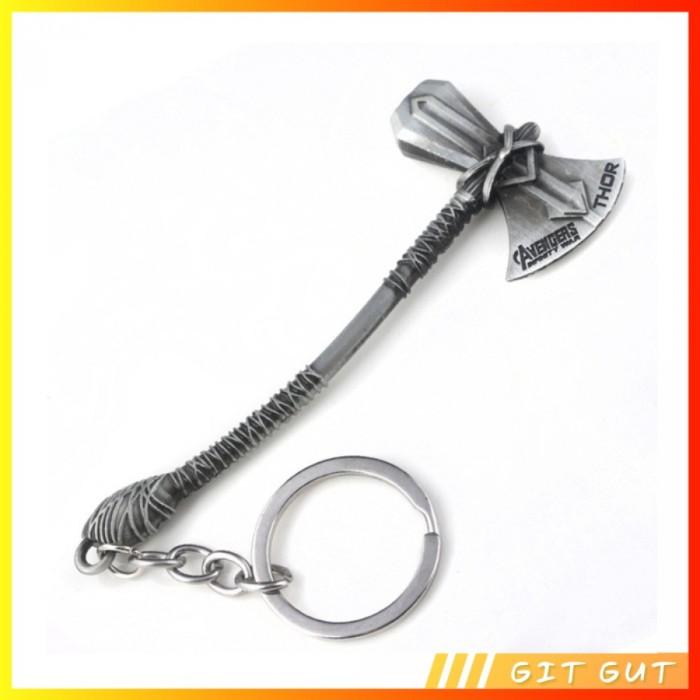 Gambar Keychain Gantungan Kunci Marvel Avengers Thor Axe Stormbreaker - Silver dari Git Gut undefined Tokopedia