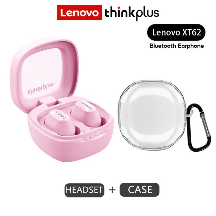 Gambar (SALE) LENOVO THINKPLUS XT62 HEADSET TRUE TWS WIRELESS BLUETOOTH 5.4 EARPHONE MINI EARBUDS LUCU NOISE CANCELLING LOW DELAY IN EAR HEADSET MACARON STEREO FULL BASS SUPER HEADSEAT BLUETOOTH WITH MIC - Pink+Case dari Teddy Studio undefined Tokopedia