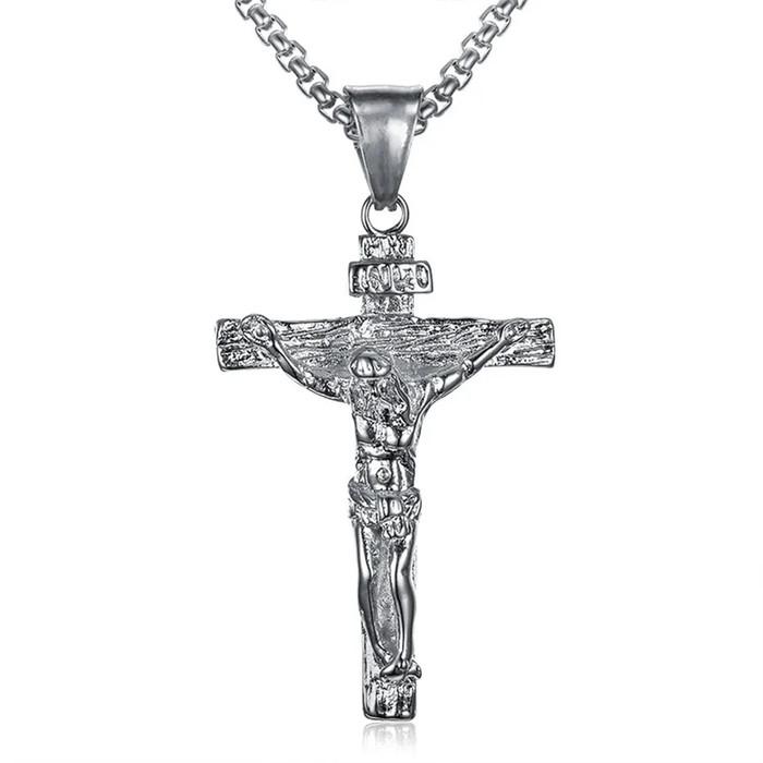 Gambar NEW Kalung Salib Yesus Pria Katolik - Kalung Salib Corpus Titanium Asli Anti Karat - Silver dari CV Maju lancar Prima undefined Tokopedia