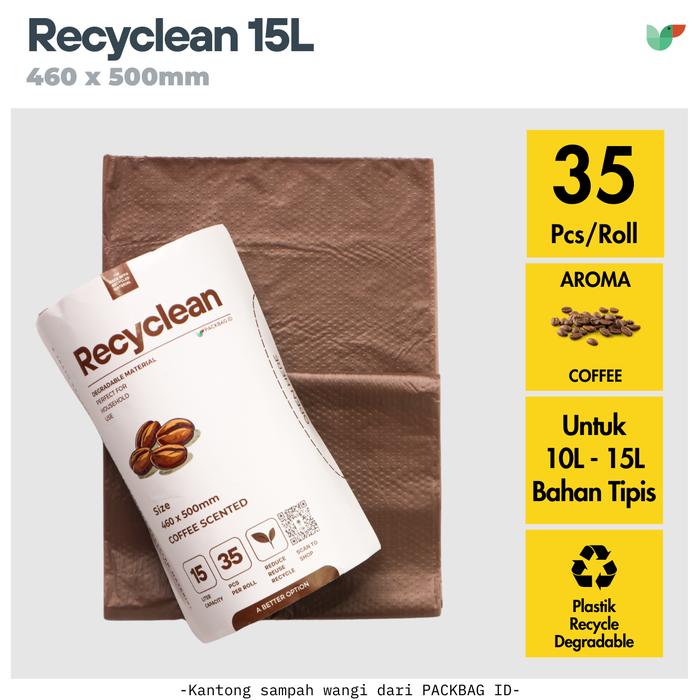 Gambar 10-15L Plastik Sampah Wangi Roll, Degradable, 35pcs per roll - Coffee dari PACKBAG DPI undefined Tokopedia