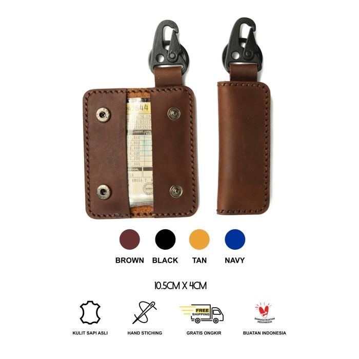 Gambar STOK TERBATAS GANTUNGAN KUNCI MOBIL/MOTOR DOMPET STNK KULIT CRAZYHORSE HANDMADE - Cokelat dari Bernoing undefined Tokopedia