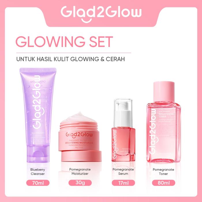 Gambar [SALE] Glad2Glow 4pcs  Bundle 4in1 Paket Skincare Moisturizer Serum Face Wash-ACNE KIT GLOWING KIT Dark Spot VC Bright Barrier Set - 【60% off】Glowing SET dari Glad2Glow Official Store undefined Tokopedia