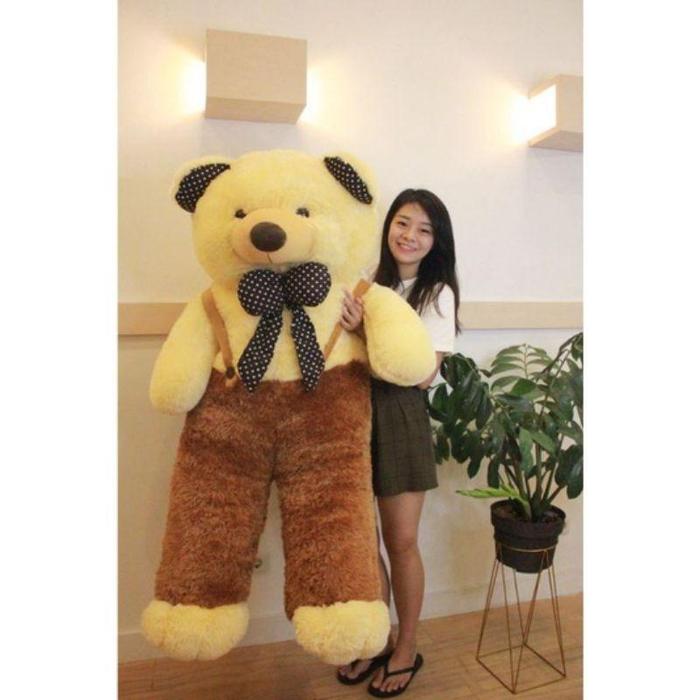 Gambar Boneka Teddy Bear Jumbo 1,1 Meter SNI boneka Beruang bib.memori gemoy lucu - Jojon Coklat Cream, Jumbo 1,1 meter dari memori_ undefined Tokopedia