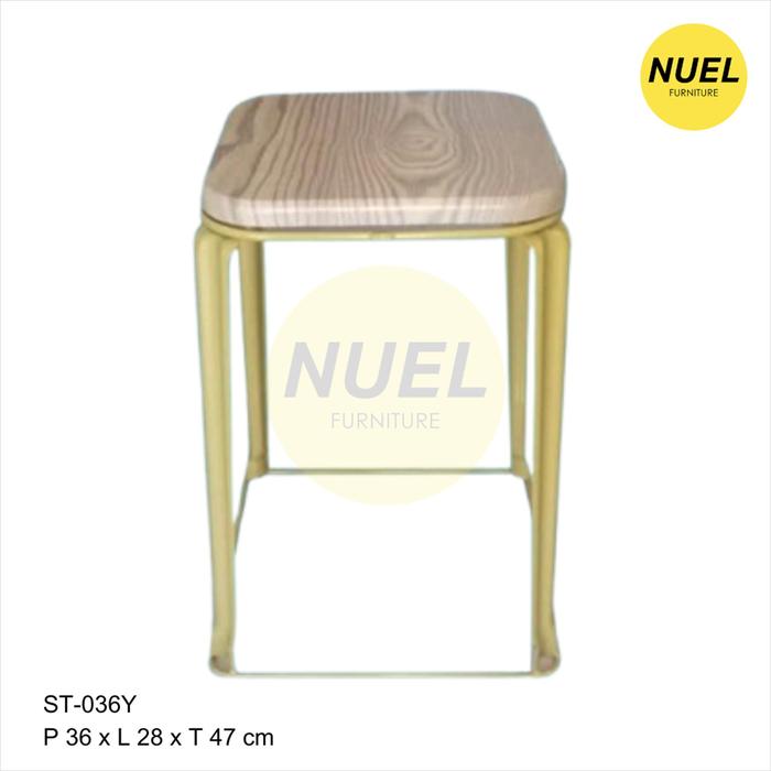 Gambar NUEL Kursi Baso Besi Kotak / Kursi  Cafe Tanpa Sandaran / Stool Besi - Kaki Kuning dari NuelFurniture undefined Tokopedia