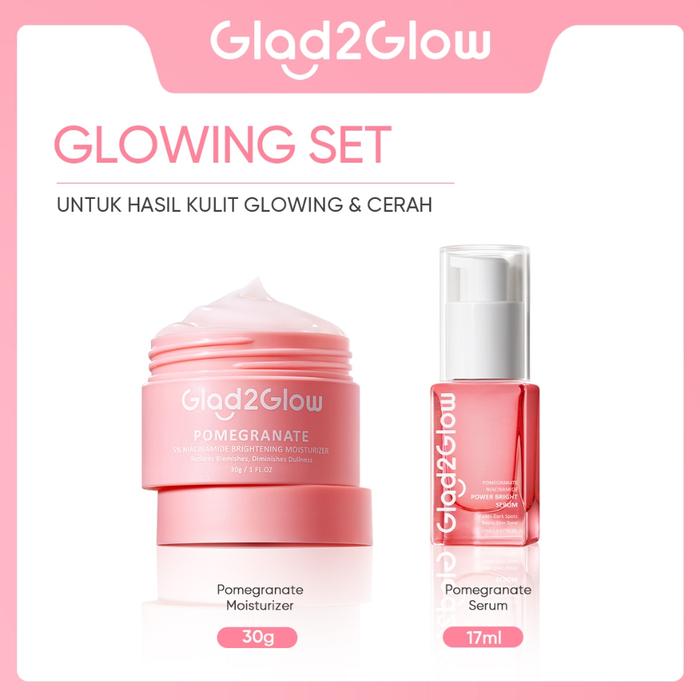 Gambar 【SALE】 Glad2Glow 2pcs Skincare Paket Moisturizer + Serum - Brightening Moisturizer Gel + Serum Glowing Anti-acne Blueberry Ceramide Centella - [60%off] glowing set dari Glad2Glow Official Store undefined Tokopedia