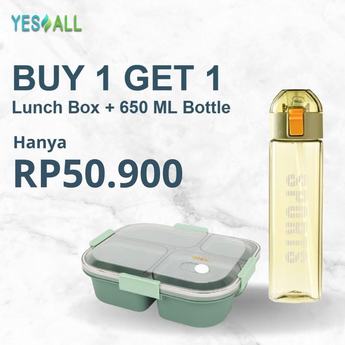 Gambar Ty [Buy1Get1] Yesall Lunch Box + Botol Minum Transparan 650Ml - Kotak Makan Tempat Bekal Wadah Makan Bontot Bento 4 Grid Bpa Free Tutup Flip Thumbler Warna Transparan Infuse Water Bottle Infuser Olahraga Readyy!!! dari Ramdan storeid undefined Tokopedia