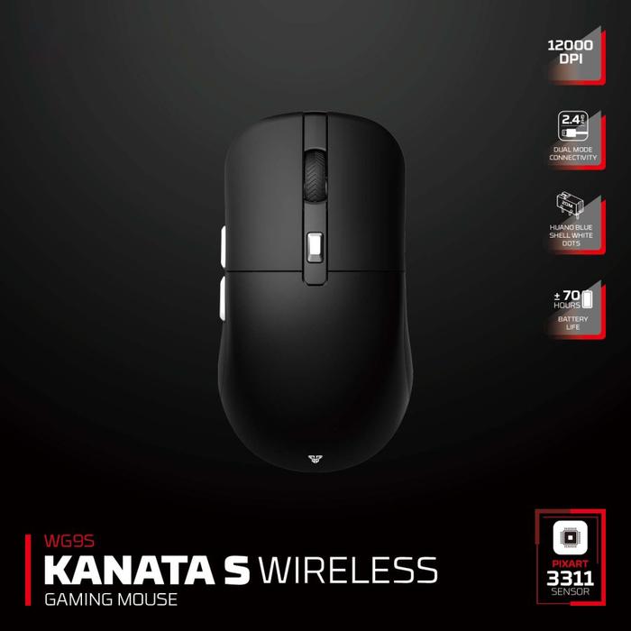 Gambar MOUSE FANTECH KANATA WG9 / WG9S Recharge able Wireless Mouse Gaming RGB Macro - WG9S BLACK dari YOUNGS COMPUTER undefined Tokopedia