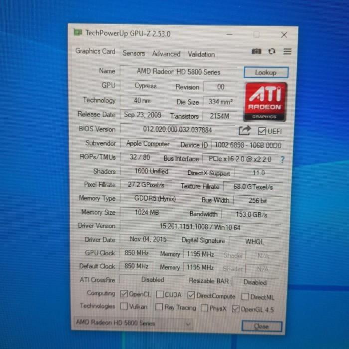 Jual Ati Radeon Hd 5870 Hd5870 1gb Gddr5 256 Bit