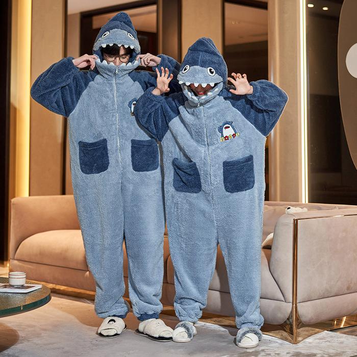 Jual Kigurumis Shark Pajamas Women Onesie Adults Couples Winter