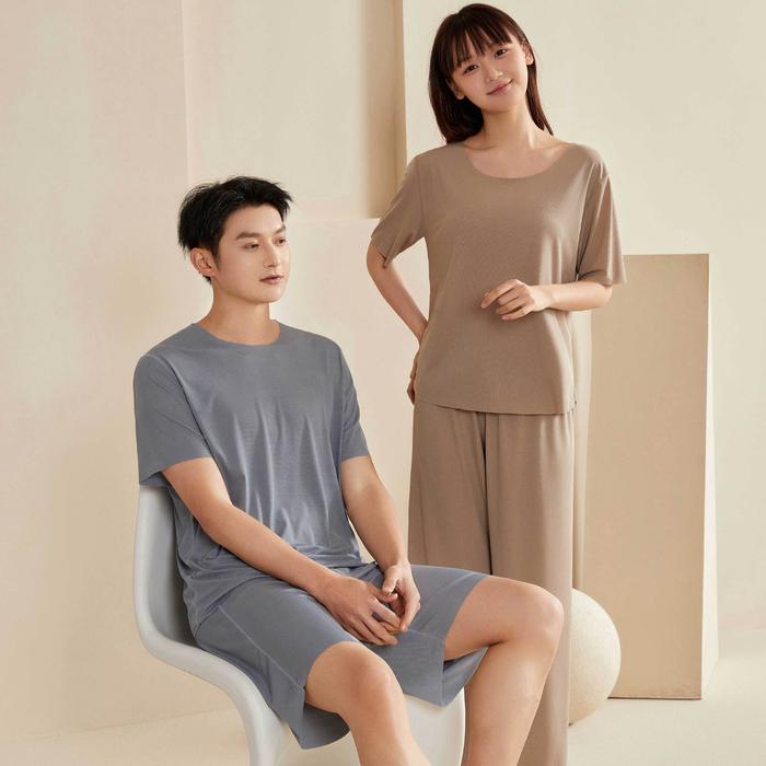 Jual Pieces Set Men's Summer Pajamas Set Short Sleeping Tops