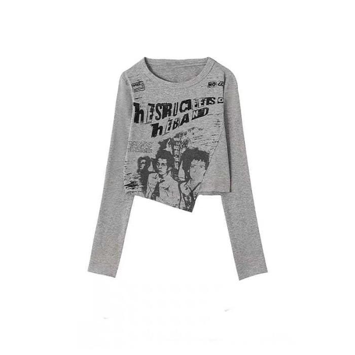 Gambar HE BAND NO FUN Y2K KAOS ASIMETRIS BAHAN PREMIUM ATASAN WANITA TOP ATASAN LENGAN PANJANG DZ - ABU dari Darzone Food undefined Tokopedia