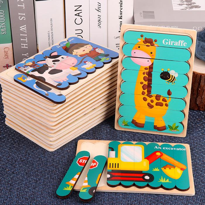 Jual Double Sided Strip 3D Puzzles Baby Toy Wooden Montessori