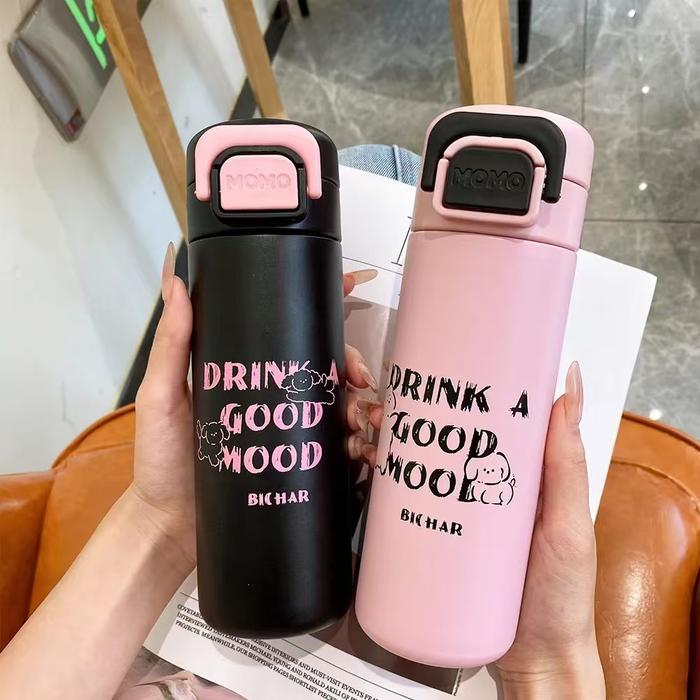 Jual 450ml Cartoon Cat Stainless Steel Vacuum Flask With Straw