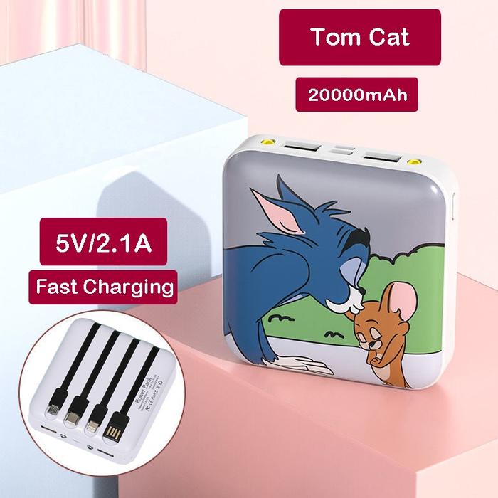 Gambar PB TERLARIS !!! POWERBANK IPHONE 20000MAH FAST CHARGING POWER. BANK 5 IN 1 MINI PAWERBANK POWEBANK TYPE C IP XIAOMI VIVO OPPO HUAWEI POWERBANK PORTABLE POWERBENG IPHONE 11 12 13 XR POWOR BANK IOS ANDROID CUTE MINIPOWERBANK - Tom Cat dari Renggono undefined Tokopedia