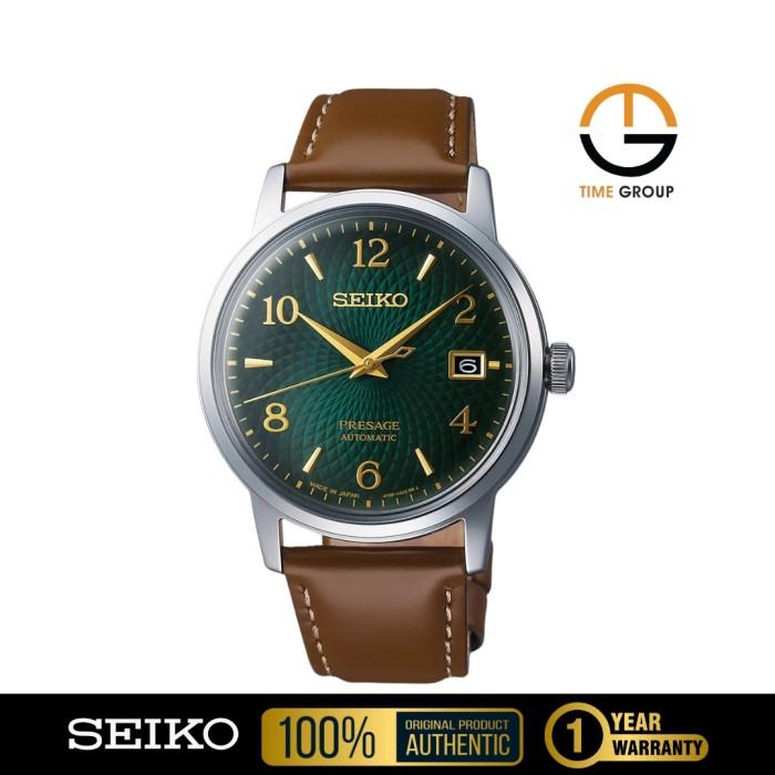Jam Tangan Pria Seiko Presage Srpe45j1 Automatic Cocktail Green Dial Brown  Leather Strap Original
