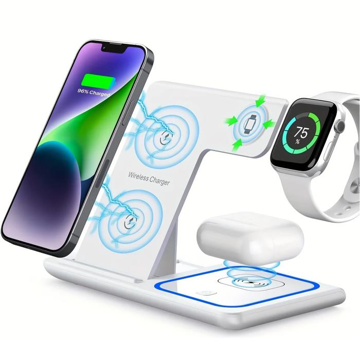 100w In Wireless Charger Stand Pad Foldable Fast Charging Dock Station  For Iphone 15 14 13 12 Pro Max Apple Watch 7airpods