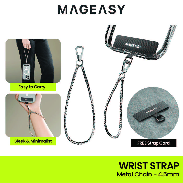 Gambar MagEasy Chain Wrist Strap Tangan Tali Gantungan Tangan HP Handphone Ponsel Lanyard Gold Silver Metal - Metal-Silver dari SwitchEasy Official undefined Tokopedia