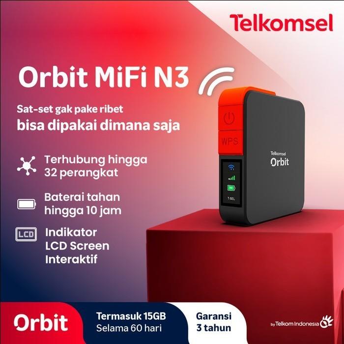 Gambar Telkomsel Orbit Mifi N3 Pro Portable Modem Wifi (Baterai Besar 3000 mAh) - Free 15GB untuk 60 hari 4G High Speed Bonus Data Garansi Resmi HKM 3 Tahun K449 - Faco Tech - Orbit Mifi N3 dari Faco Tech undefined Tokopedia