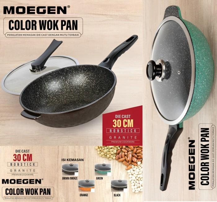 Gambar MOEGEN Wok Pan 30 Marble Granite Series Anti Lengket Original DEEP FRYER Alat Glass Kaca Masak Bulat Coklat - Orange, Plus Tutup dari Indo World Trade undefined Tokopedia