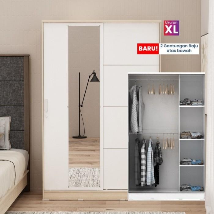Gambar Alba Baz Sl120Lt Lemari Pakaian 2 Pintu Geser Sliding Sl 120 Lt 120Lt -Gratisongkir - OAK WHITE, KURIR TOKO dari Bangun jaya 87 undefined Tokopedia