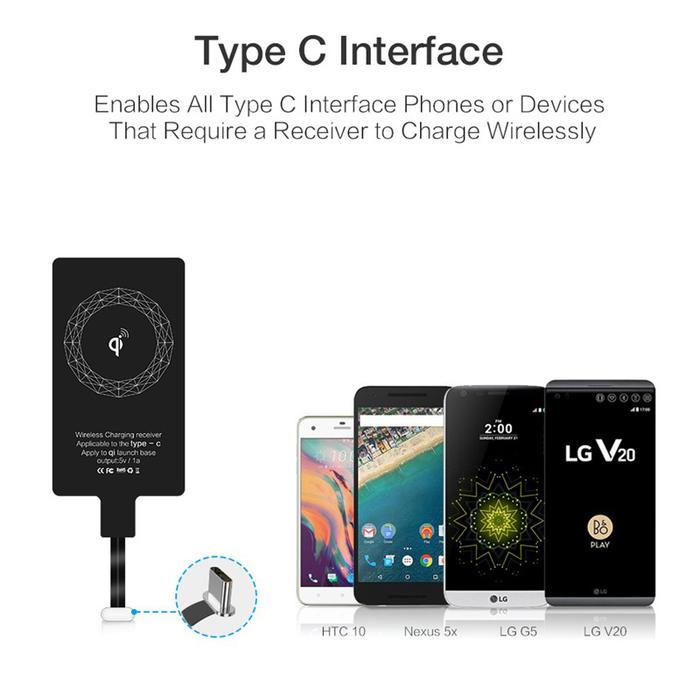 Jual Wireless Charger Receiver Support Type C Micro USB Fast