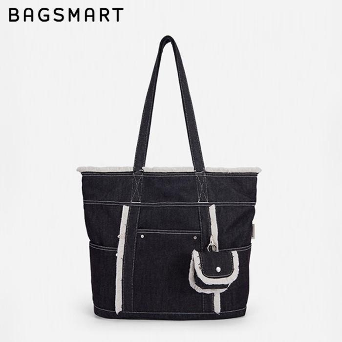 Gambar BAGSMART Tas Wanita Tote Bag Tas Selempang Ransel Tas Kuliah 14inch Laptop For Travel Work Beach Authenthic Stuff - Black-2 dari Mom Athya undefined Tokopedia