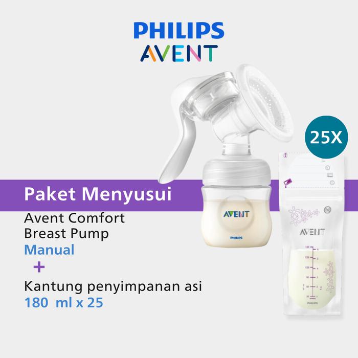 Philips Avent Bundle Manual Breastpump Entry Level Scf43001 Breast Milk  Bags 6oz180ml 25pcs Scf60325