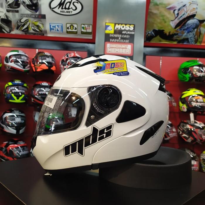 Gambar Helm MDS Pro Rider Modular Solid White | Flip up | Double Visor - M dari MOSS Motoshop undefined Tokopedia