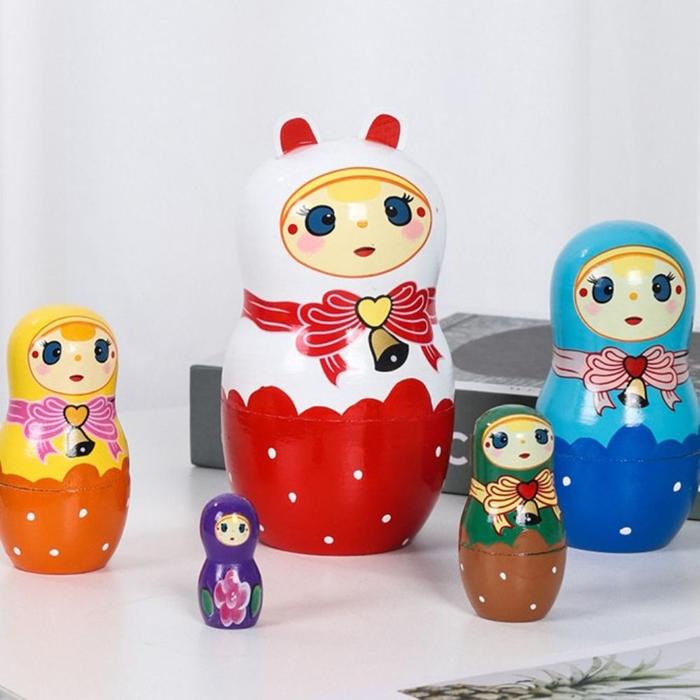 Jual 5Pcs/Set Animal Matryoshka Doll Cute Smooth Craft Puppy