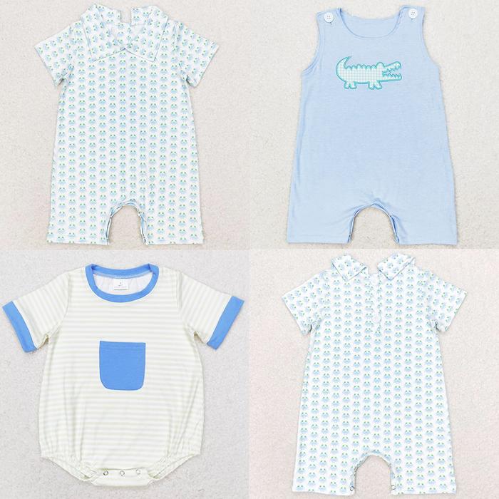 Jual Boutique Baby Infant Boys Crabs Short Sleeve Rompers Spring