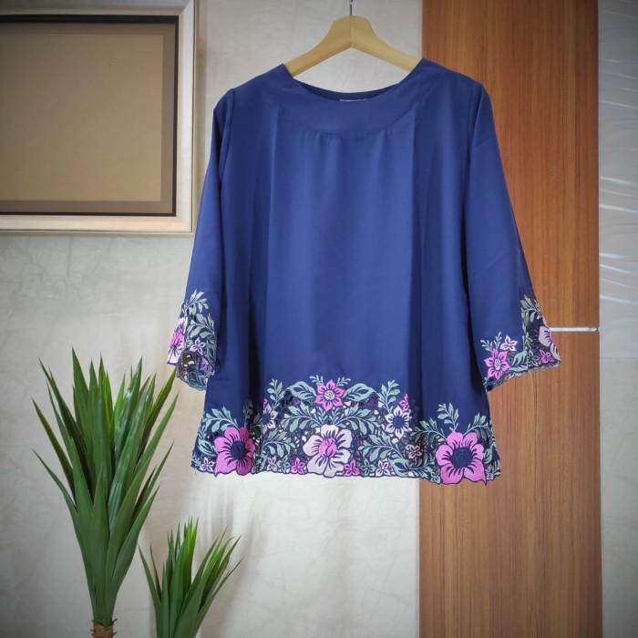 Gambar [Fresh Authentic] Atasan Rok Batik/Blus Bordir Tasikmalaya/Kebaya Modern - navy, L-xL dari Fresh Authentic undefined 4 Tokopedia