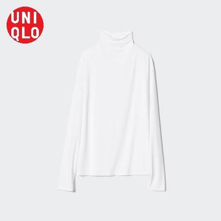 Gambar Women Tshirt Kaos Manset Airism uv protection high turtle neck UNIQLO - Putih, S dari zaiml shop undefined Tokopedia