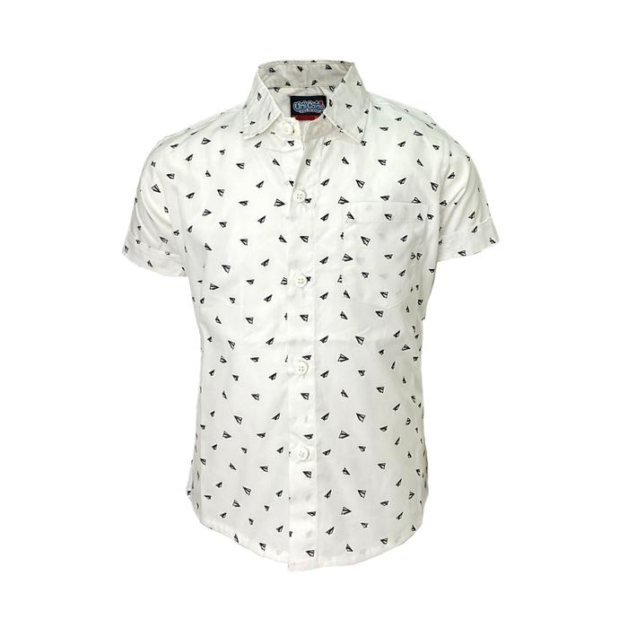 Gambar Uni Color Kemeja Anak Laki Laki Printing Pendek Putih 76000130 - 2-3 dari Pingukids undefined Tokopedia