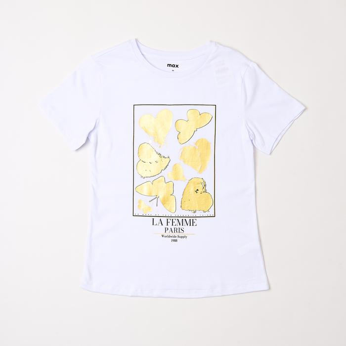 Gambar Max Fashions Atasan Wanita Gold Foil Placement Printed Tee - Putih, L dari Max Fashions Indonesia undefined Tokopedia